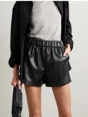 Anine Bing Sofia Black Vegan Leather Shorts size Small